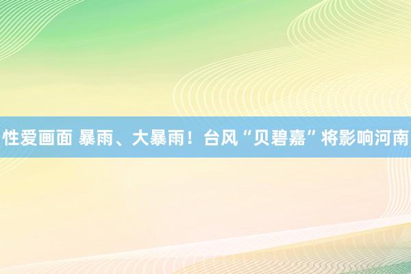 性爱画面 暴雨、大暴雨！台风“贝碧嘉”将影响河南