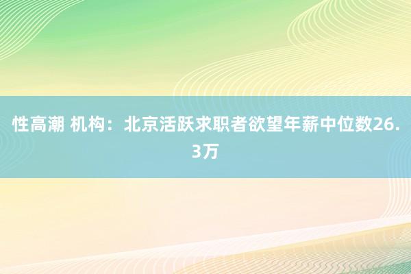 性高潮 机构：北京活跃求职者欲望年薪中位数26.3万