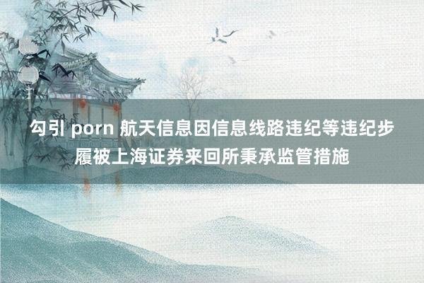 勾引 porn 航天信息因信息线路违纪等违纪步履被上海证券来回所秉承监管措施