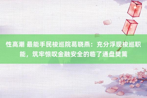 性高潮 最能手民梭巡院葛晓燕：充分浮现梭巡职能，筑牢惊叹金融安全的临了通盘樊篱