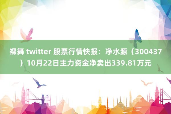 裸舞 twitter 股票行情快报：净水源（300437）10月22日主力资金净卖出339.81万元