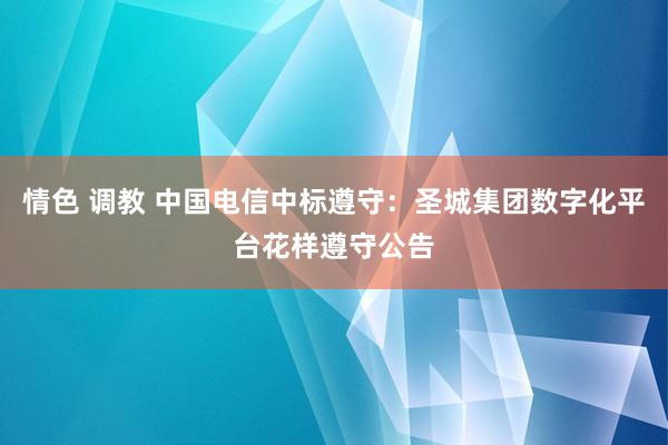 情色 调教 中国电信中标遵守：圣城集团数字化平台花样遵守公告