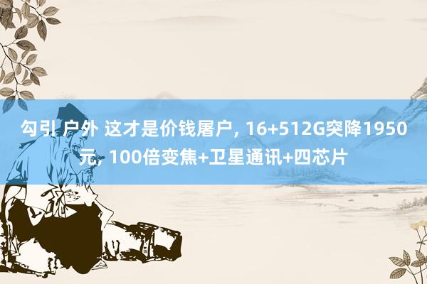 勾引 户外 这才是价钱屠户， 16+512G突降1950元， 100倍变焦+卫星通讯+四芯片