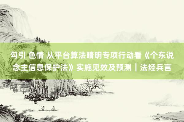 勾引 色情 从平台算法晴明专项行动看《个东说念主信息保护法》实施见效及预测︱法经兵言