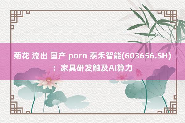 菊花 流出 国产 porn 泰禾智能(603656.SH)：家具研发触及AI算力