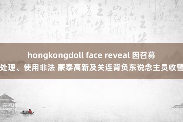 hongkongdoll face reveal 因召募资金处理、使用非法 蒙泰高新及关连背负东说念主员收警示函