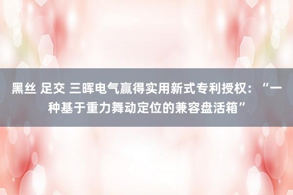 黑丝 足交 三晖电气赢得实用新式专利授权：“一种基于重力舞动定位的兼容盘活箱”