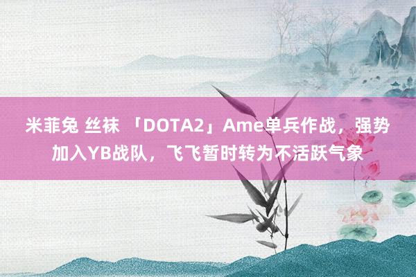 米菲兔 丝袜 「DOTA2」Ame单兵作战，强势加入YB战队，飞飞暂时转为不活跃气象