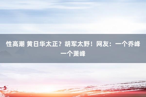 性高潮 黄日华太正？胡军太野！网友：一个乔峰一个萧峰