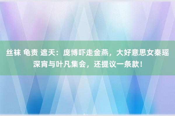 丝袜 龟责 遮天：庞博吓走金燕，大好意思女秦瑶深宵与叶凡集会，还提议一条款！