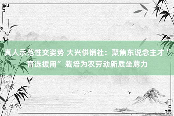 真人示范性交姿势 大兴供销社：聚焦东说念主才“育选援用” 栽培为农劳动新质坐蓐力