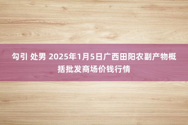 勾引 处男 2025年1月5日广西田阳农副产物概括批发商场价钱行情