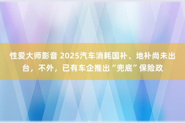 性爱大师影音 2025汽车消耗国补、地补尚未出台，不外，已有车企推出“兜底”保险政