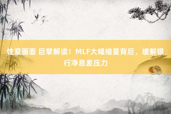 性爱画面 巨擘解读！MLF大幅缩量背后，缓解银行净息差压力