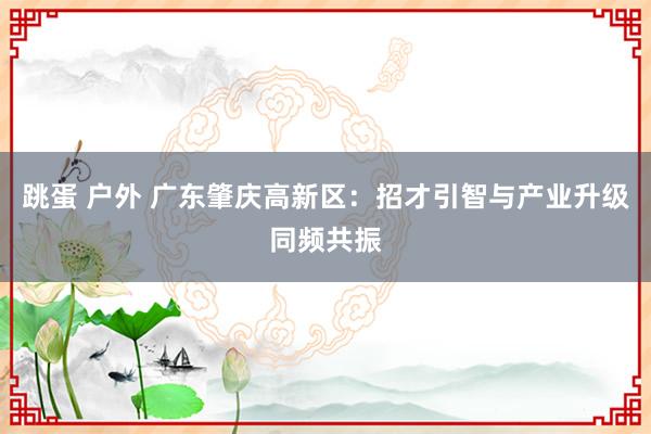 跳蛋 户外 广东肇庆高新区：招才引智与产业升级同频共振